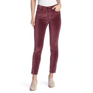 NEW NYDJ Women Ami Velour Deep Currant High Rise Pocketed Crop Skinny Leg Pant